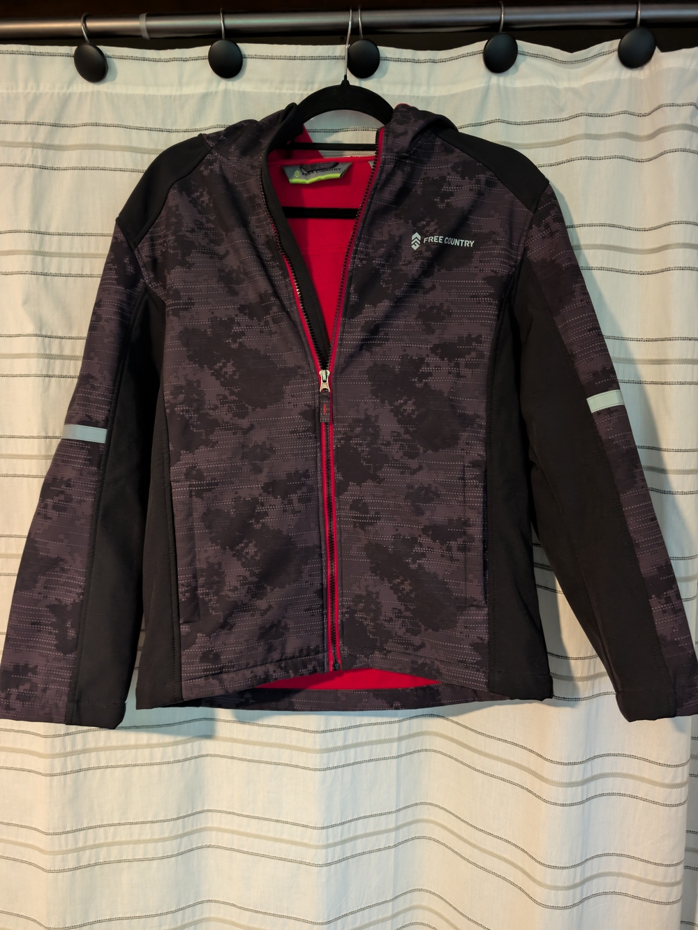 Free Country Kids' Black Camo Jacket with Red Lining